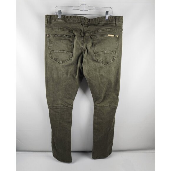 Eighth Dstrkt Jeans Mens 40x33 Green Distressed Biker Denim - Picture 9 of 12
